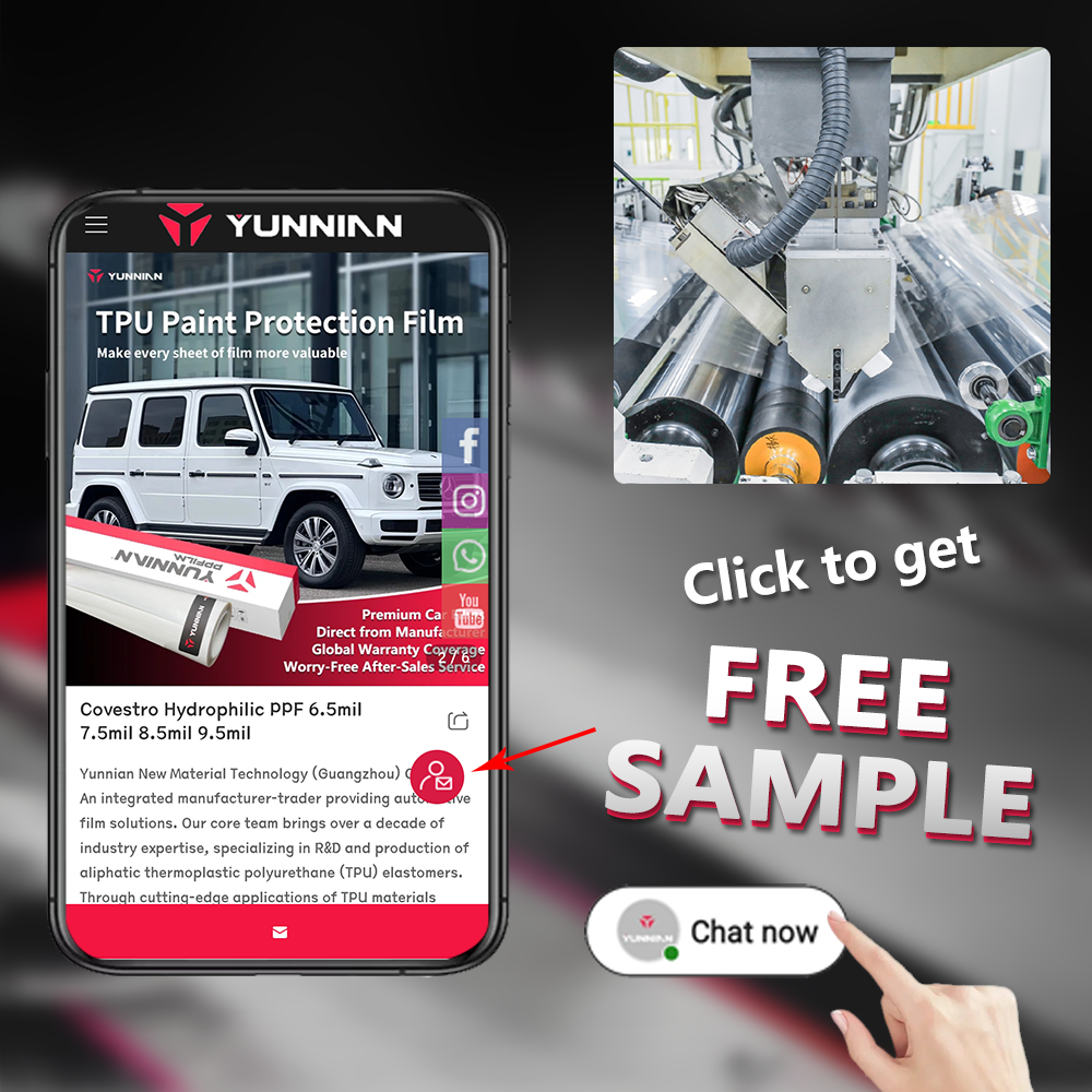 YunNian Premium TPU PPF - Lubrizol® SM301 Substrate - 6.5mil 7.5mil 8.5mil 9.5mil Paint Protection Film - YUNNIAN Auto Film