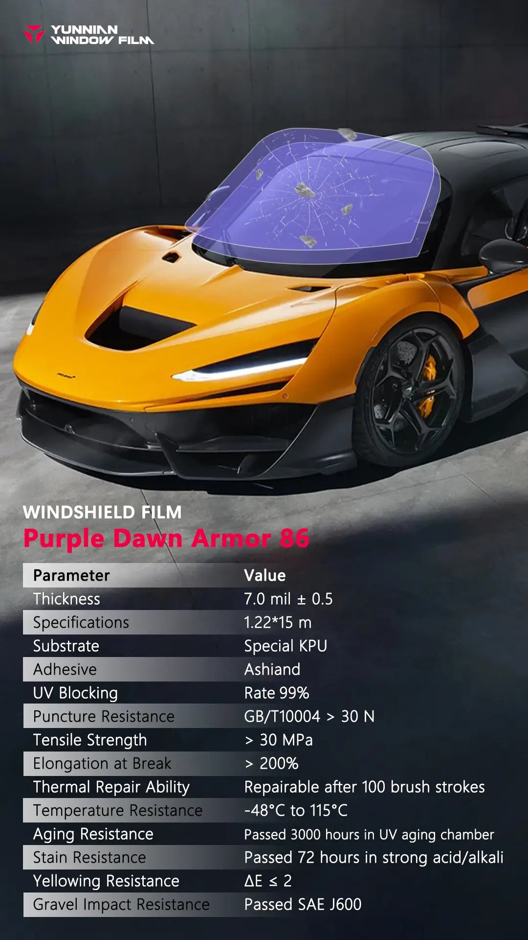 Glass Shield Windshield Protection - Purple Aurora (Chameleon)