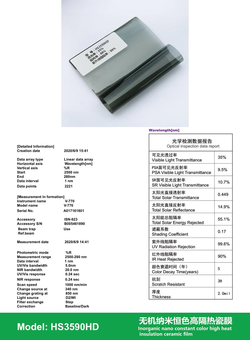 HS3590HD - YUNNIAN Auto Film TiN Window Film