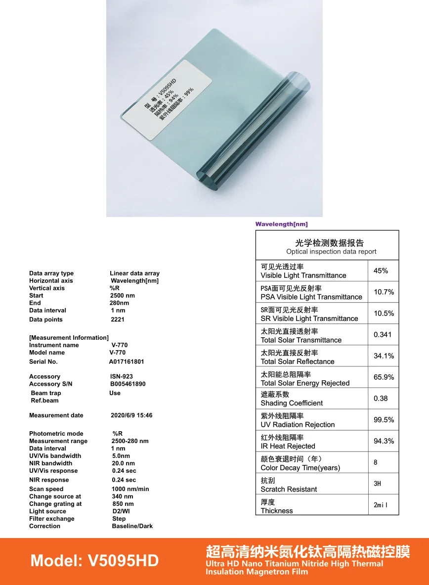 V Series Ultra HD TiN Magnetron Window Film (2mil) - Titanium Nitride - 4 | YunNian Auto Film