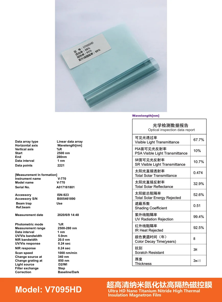 V Series Ultra HD TiN Magnetron Window Film (2mil) - Titanium Nitride - 3 | YunNian Auto Film