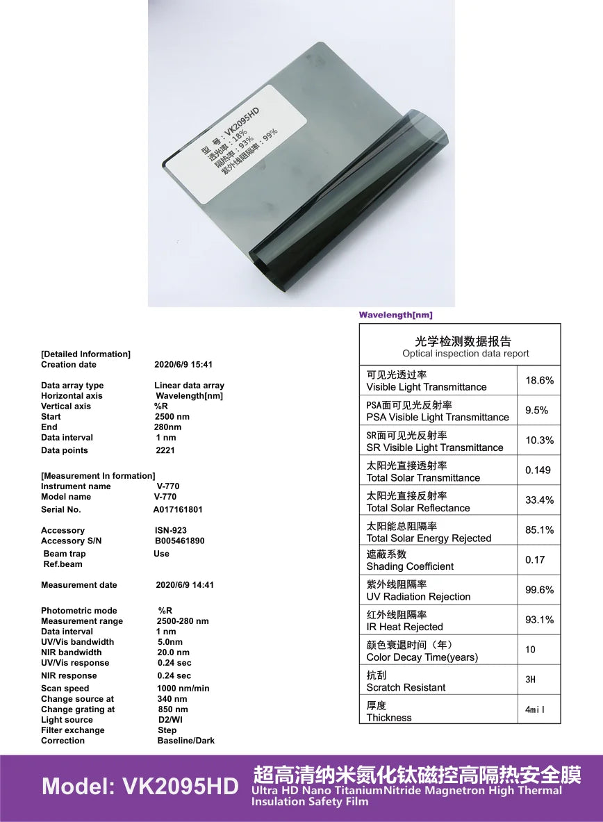 VK Ultra HD Safety TiN Window Film (4mil) - Titanium Nitride - 8 | YunNian Auto Film