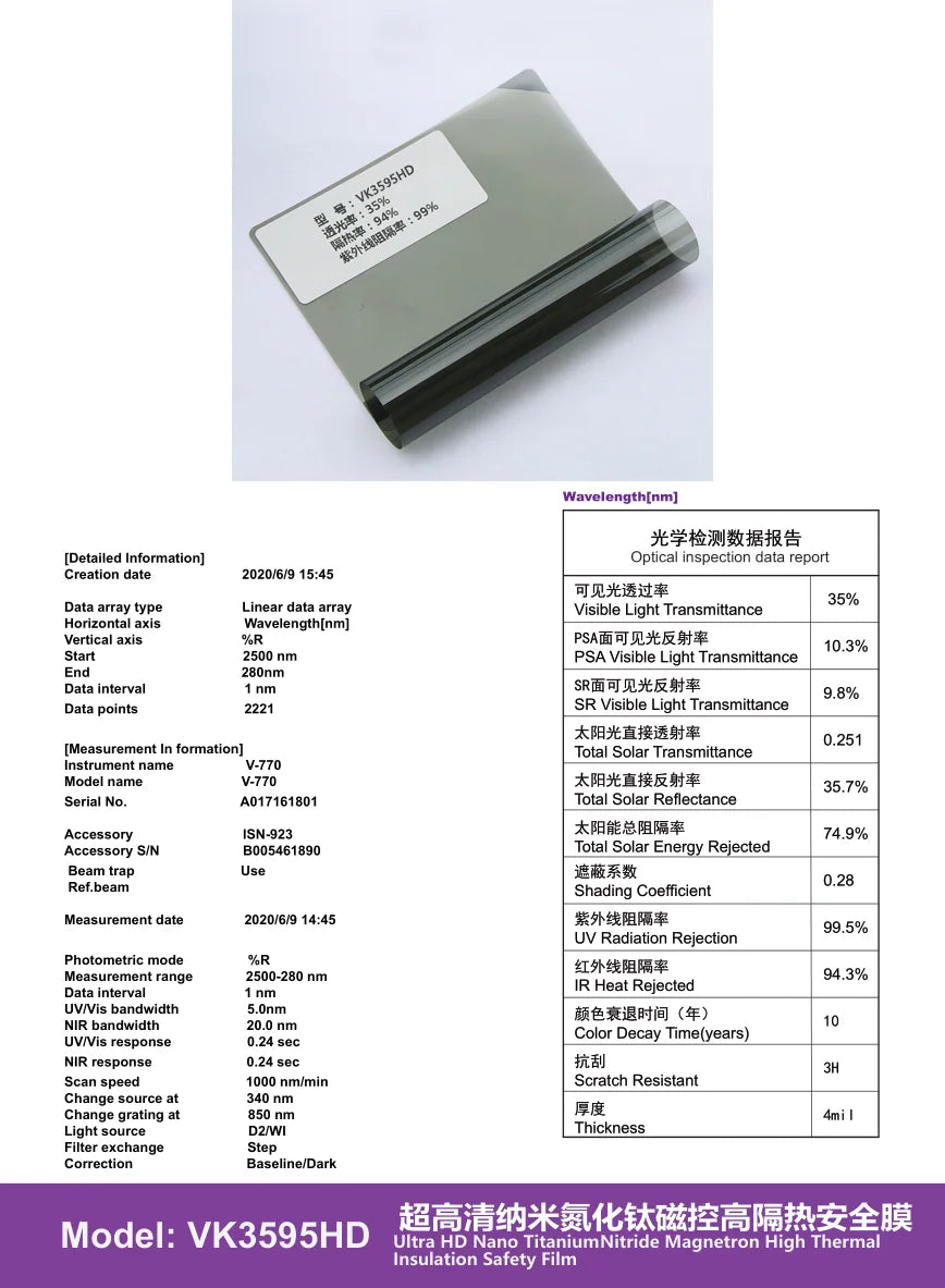 VK Ultra HD Safety TiN Window Film (4mil) - Titanium Nitride - 7 | YunNian Auto Film