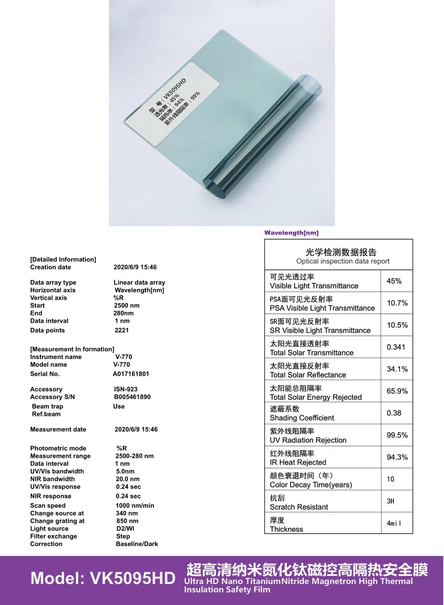 VK Ultra HD Safety TiN Window Film (4mil) - Titanium Nitride - 6 | YunNian Auto Film